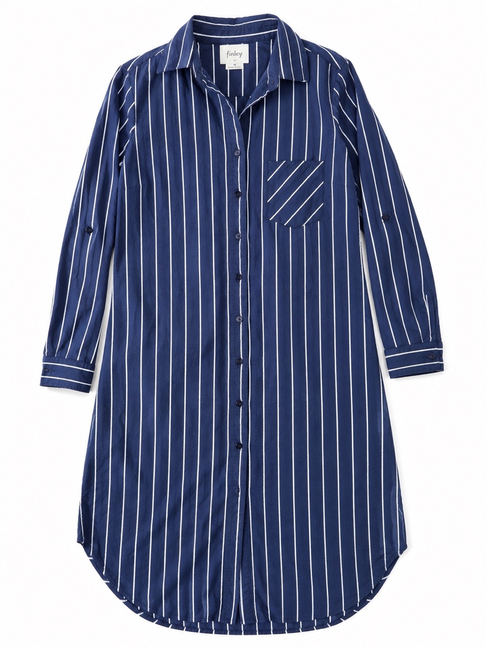 Finley M Navy White Stripe Shirt Dress Coastal Preppy Made USA Quiet Luxury